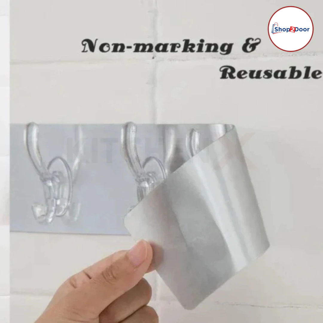 Self Adhesive Wall Mounted Hooks Strip - (BUY 1 GET 1 FREE)