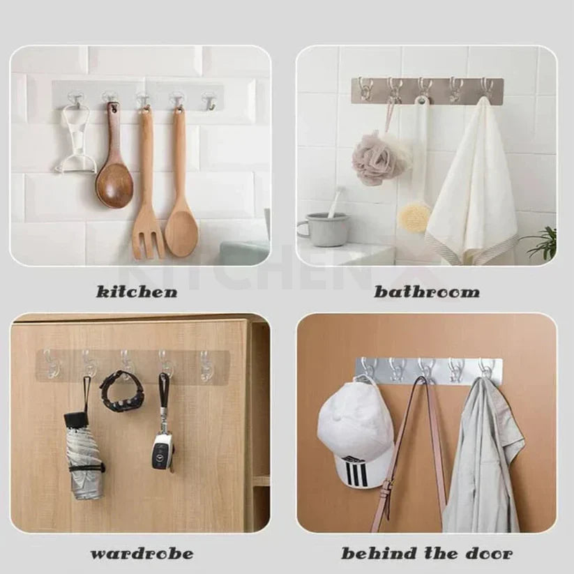 Self Adhesive Wall Mounted Hooks Strip - (BUY 1 GET 1 FREE)