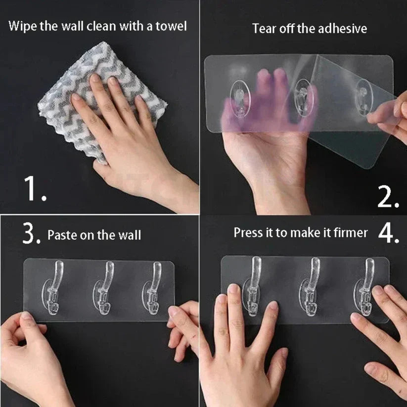 Self Adhesive Wall Mounted Hooks Strip - (BUY 1 GET 1 FREE)