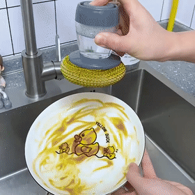 Buy 1 Get 1 Free Offer 2 Pcs Kitchen Cleaning Dish Brush Scrubber with Soap Dispenser
