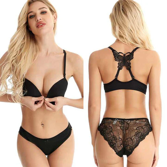 Butterfly Front lock Bra panty set